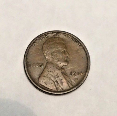 1914-S 1C BN Lincoln Cent, FEW NICKS, VF #