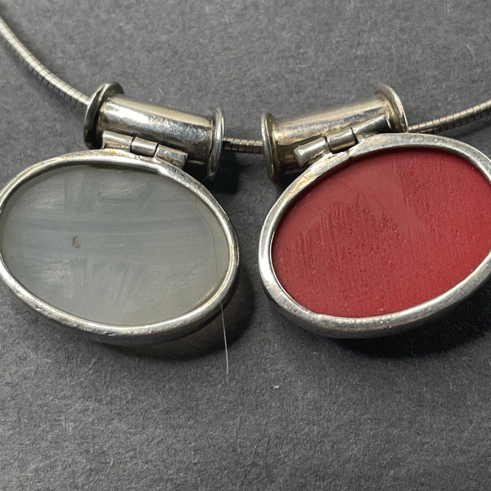 Solid Sterling Snake Chain With Two Pendants 18” … - image 6