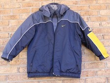 Nike Reversible Jacket Fleece Lined Blue Yellow Gray Youth Medium 10-12 Vintage