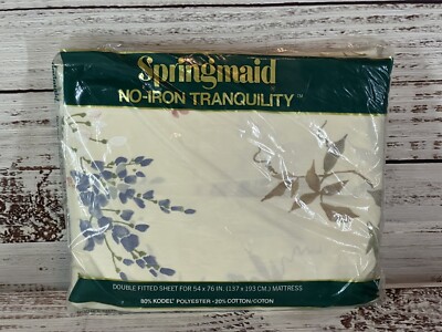 Vintage Springmaid No-Iron Tranquility Double Fitted Sheet Floral Bonaire