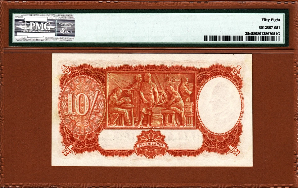 Australia 10 Shillings Coombs/Watt 1949 Pick- 25c PMG 58 Ch Abt UNC - Image 2 of 2