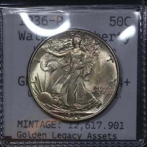 1936 P - Walking Liberty Half Dollar 50C - Solid Gem BU+ MS++ - Sealed Flip #398