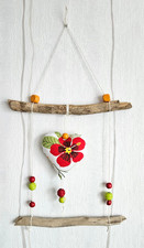 Wand-Fensterdeko Herz Baumwollstoff Schwemmholz Frühling Handarbeit Geschenk