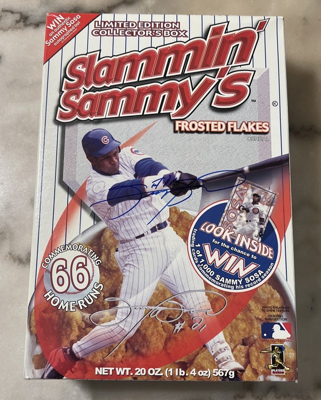 Slammin' Sammy's Signed Auto Frosted Flakes Cereal Box Chicago Cubs Sammy Sosa