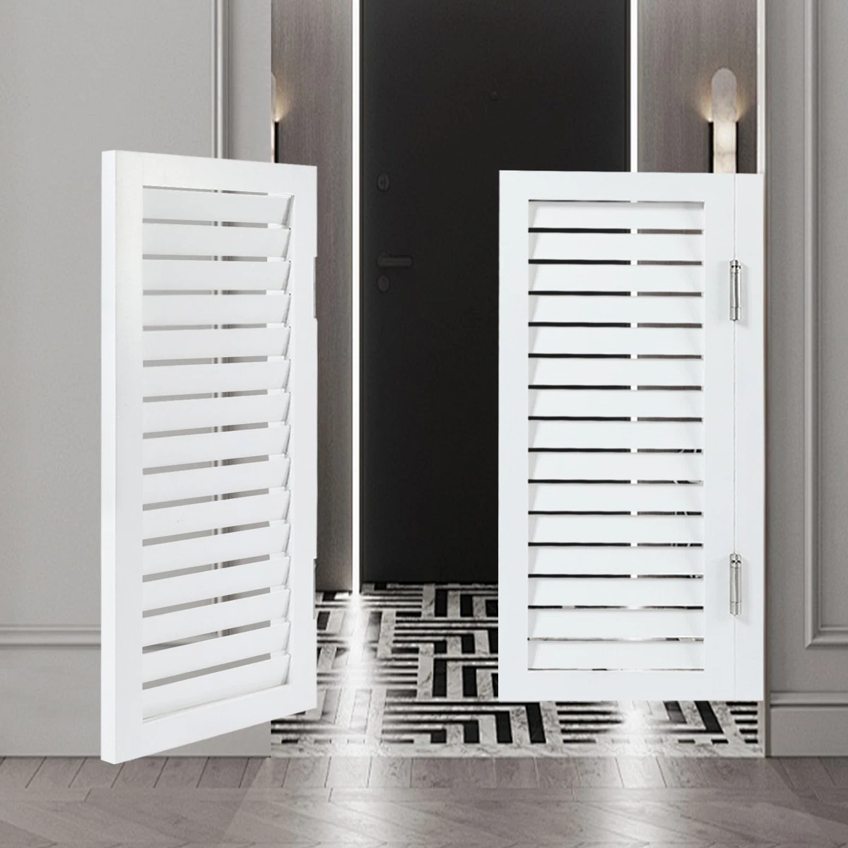 Puerta divisoria doble de madera de pino 35,4 pulgadas H puerta divisoria porche entrada puerta doble