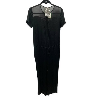 Young Fabulous Broke Black Jumpsuit Drawstring Waist Sheer Top - S