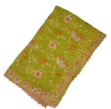 Traditional Antique Florel Dupatta Long Scarf Hand Emb Beaded Fabric Veil Stole