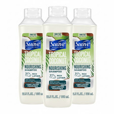3 Pack Suave Essentials Tropical Coconut Nourishing Shampoo,  22.5 Oz Each 0.79 per gallon