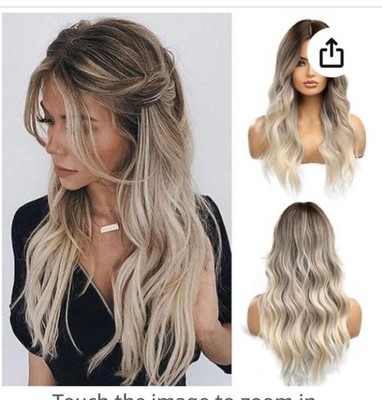 Esmee lange wellige ombre braune bis blonde Perücken Kunsthaar hitzebeständig ombre