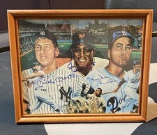 Mickey Mantle Willie Mays Duke Snider Autographed Photo