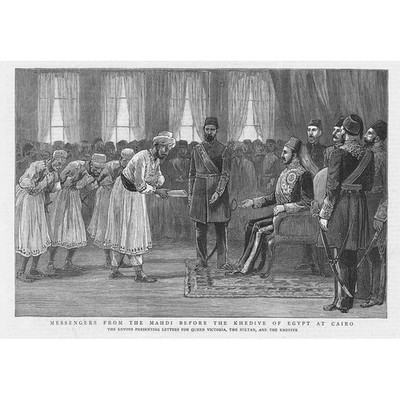 ÄGYPTEN Boten aus dem Mahdi vor dem Khedive in Kairo - Antikdruck 1887