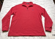 Polo by Ralph Lauren Men's Red 1/4 Zip-Up Cotton Pullover Sweater Size M