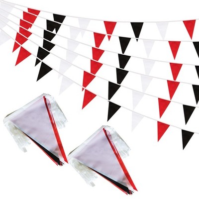 100 Feet Red Black & White Pennant Banner Flags String Hanging Red Black & White