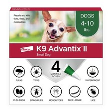 Bayer K9 Advantix II Flea  Tick Spot-On Treatment Small Dog 4-10lb, 4 Months   