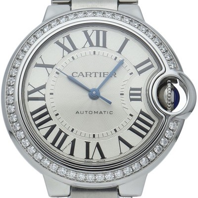 Cartier Ballon Bleu de Watch 33mm Diamond Bezel W4BB0016 Stainless Steel #LPW494