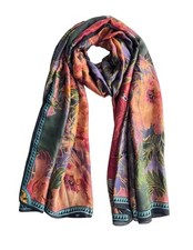 Pokeedioty Scarfs for Women Long Floral Print Scarf Fashion Scaves Red Black