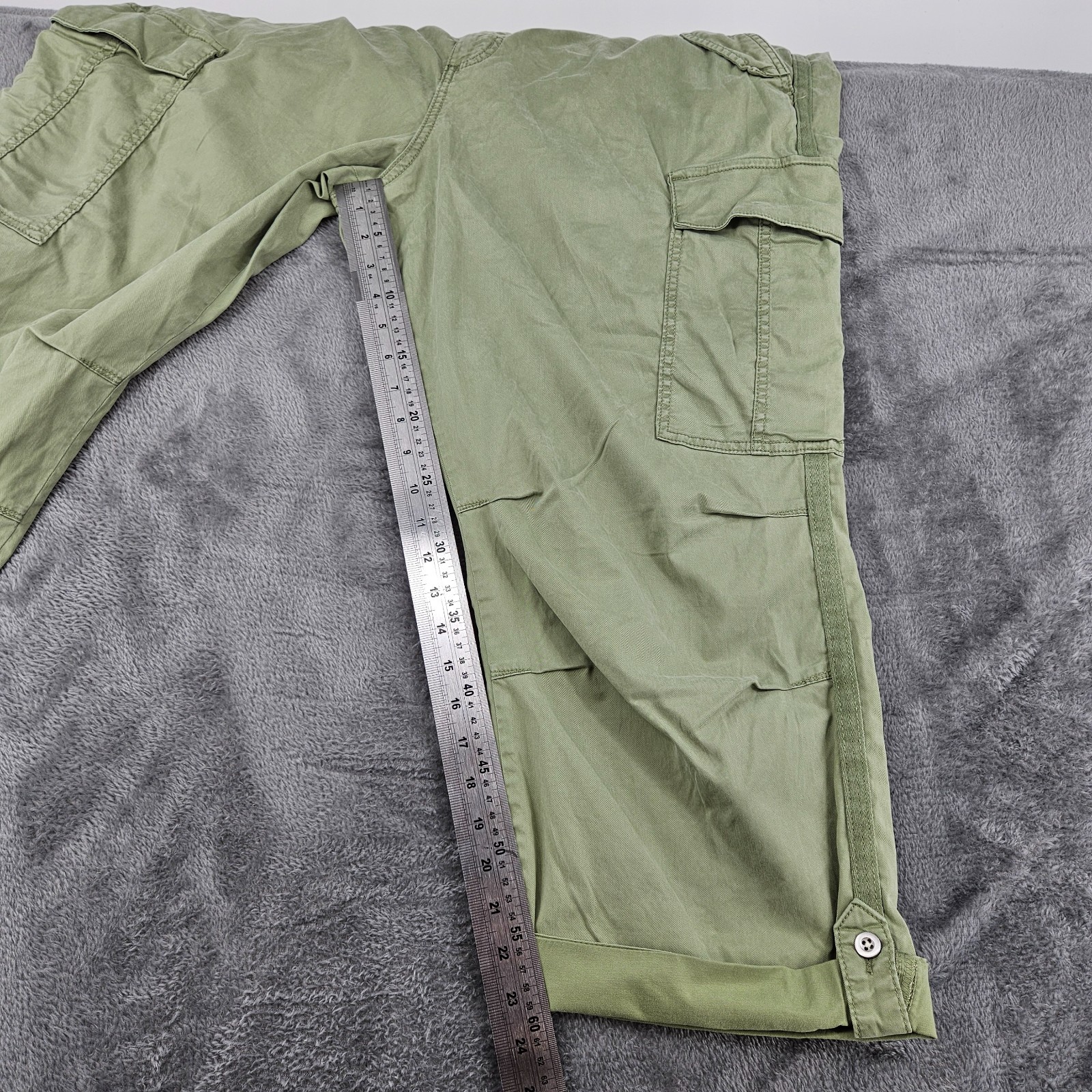 M&S Olive Cargo Cropped Trousers UK 20 Regular Utility Cotton Rich image 2