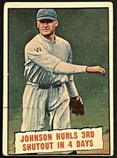 1961 Topps #409 Walter Johnson Baseball Thrills Senators HOF OFFGRADE Filler