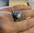 Vintage Sterling Silver Poison Ring etched , adjustable marked Sterling Thailand