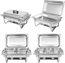 Chafing Dish Buffet Set 4 Pack 8QT Stainless Steel Buffet Chafers,Catering Food