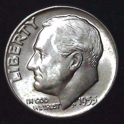 #ad 1955 P 10C Roosevelt Dime BU 90% Silver 26owt0311 2 $7.99