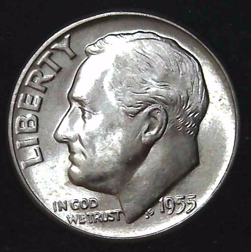 1955-P 10C Roosevelt Dime BU 90% Silver 26owt0311-2