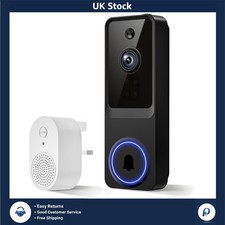 Smart 1080P Wireless Video Doorbell Camera & Chime 2-Way Talk Night Vision Black