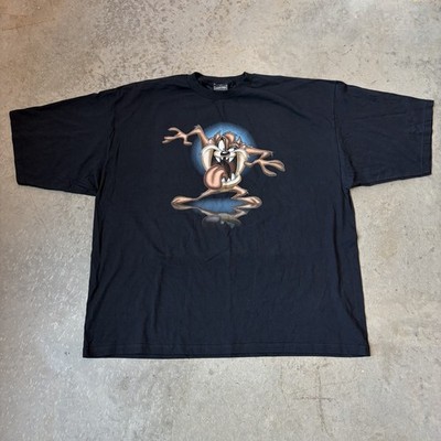 Vintage 90s Looney Tunes Taz Big Graphic T Shirt Black Made In USA Men s 4XL