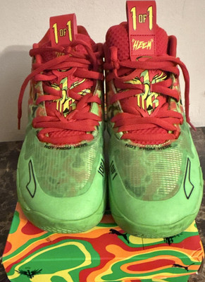 PUMA MB.01 LaMelo Ball Youth Basketball Sneakers Green/Red US 11 Low Top