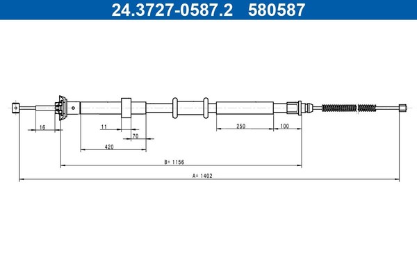 NEU - ATE 24.3727-0587.2 Seilzug, Feststellbremse Passend FüR Fiat-image
