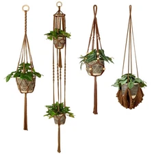 ANROYE Macrame Plant Hanger for Indoor Set of 4 Bohemian Hanging Planter with
