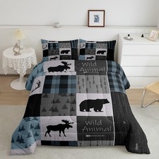 Camping and Hunting Themed Bedding Set, for Girls Boys Children Wildlife Deco...