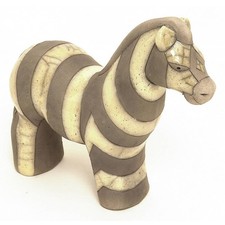 Handmade Ceramic Raku African Animal Ornaments - Small Zebra (B & W)