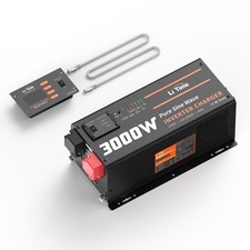 Litime 3000W Pure Sine Wave Inverter Charger W/ LCD 12V Battery Power Charger