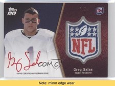2011 Rising Rookies NFL Rookie Red Ink 5/5 Greg Salas Patch Auto Shield READ 0v1