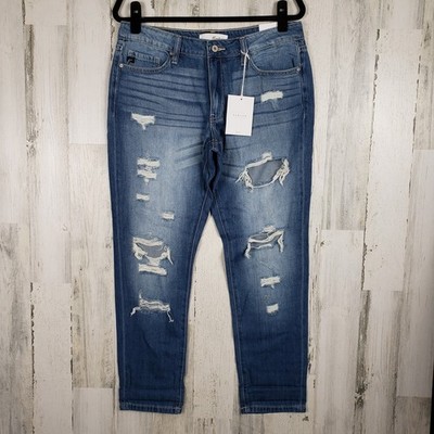 NWT Kancan Distressed Denim Russell Mid-Rise Boyfriend Relaxed Jeans Size 9/28