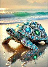 Diamond Painting Kit for Adults 5D DIY Turtle on the Beach Full Drill round Diam