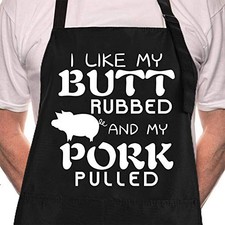 Funny Black Chef Aprons for Men - I Like My Butt Rubbed - Adjustable