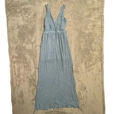 Lulus Dress Womens Size Small Flowy Maxi Side Slits Open Back Elastic Waistband