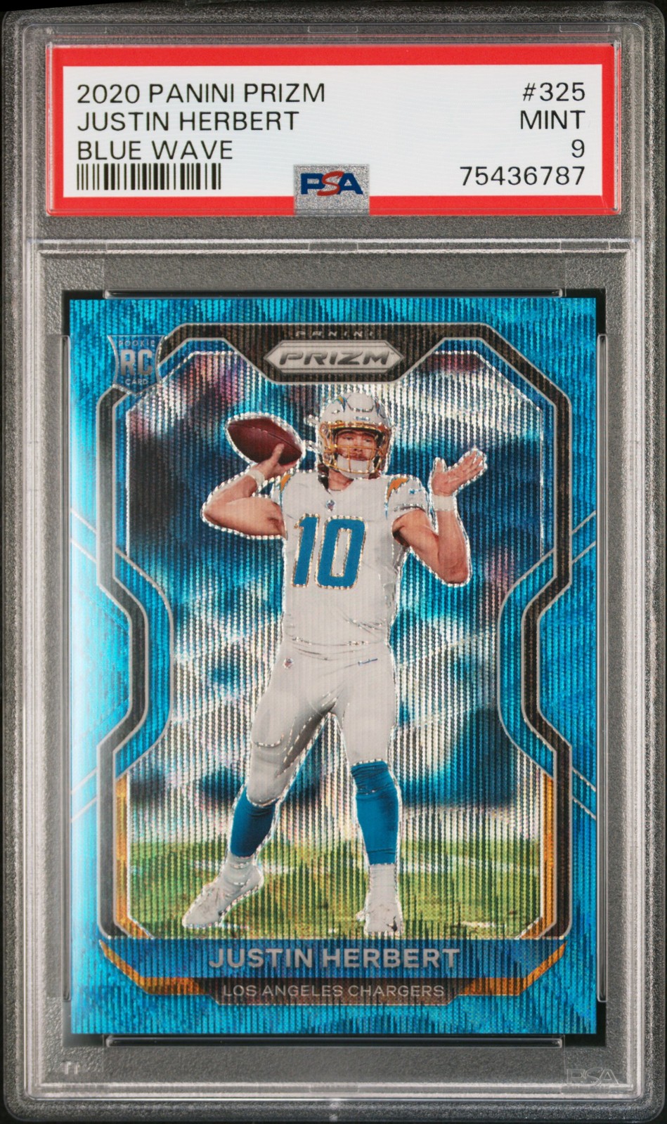 2020 Panini Prizm #325 Justin Herbert Blue Wave PSA 9 #/199