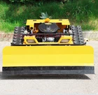 225CC RC Gasoline 24V Tracked Robot Remote Lawn Mower w/ Bigger Snow Plow Slope