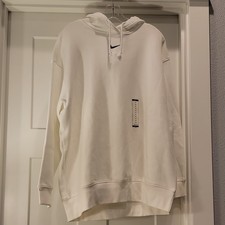 Nike Women's Pullover Hoodie White Fleece Logo Size M DJ7668-100