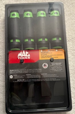 Mac Tools 4 Pc. Strikable Scraper Set (GREEN) w/Plastic Storage Tray