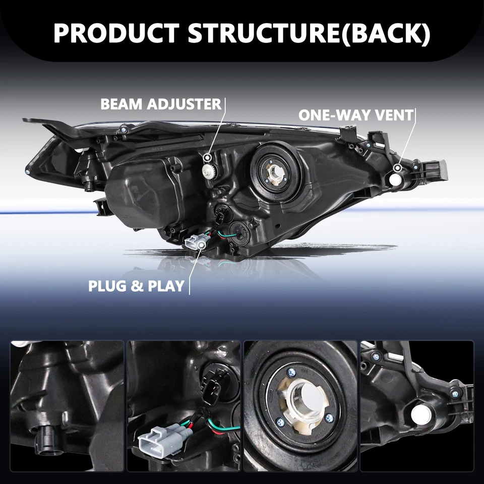 Par de faros esquineros ámbar negros para Toyota Corolla 2014 2015 2016 sedán Foto 3 de 4