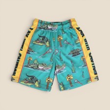 Flow Society Boys Alligator Swamp Mesh Athletic Shorts Green Lacrosse Kids