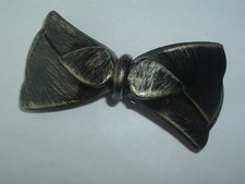 VINTAGE MAURITIUS BLACK GOLD PLASTIC BOW HAIR BARRETTE HAIR ACCESSORY