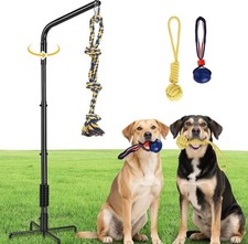 Outdoor Dog Rope Toy with Strengthen Spring Pole, 3 Kinds Dog Tug of War Toys