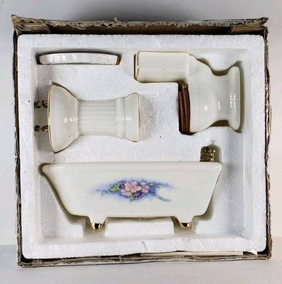 #ad Dollhouse Mini Furniture Ceramic Bathroom Set Floral 4 Piece $17.99