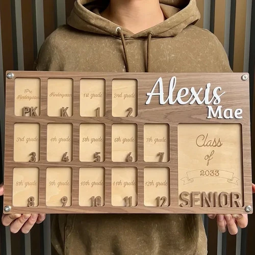 Personalised School Years Wooden Photo Frame 3D Style Memory Picture Frame Gifts - Picture 21 of 34