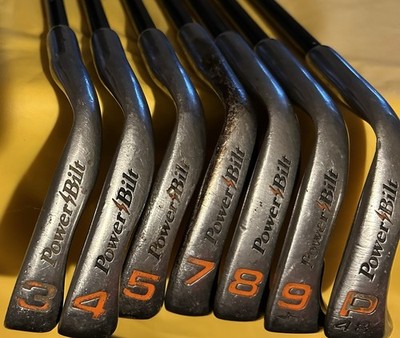 VINTAGE POWERBILT TPS SPEED OF POWER GOLF IRONS CLUBS 3,4,5,7,8,9,& P